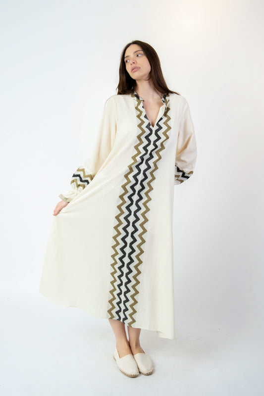 Giorgia - Abito fantasia bianco/beige