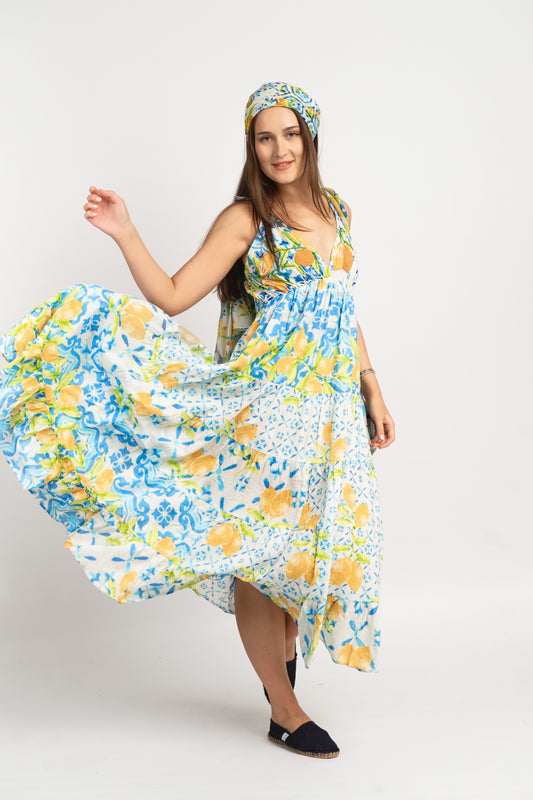 Caftan Dress - Agrigento - blue