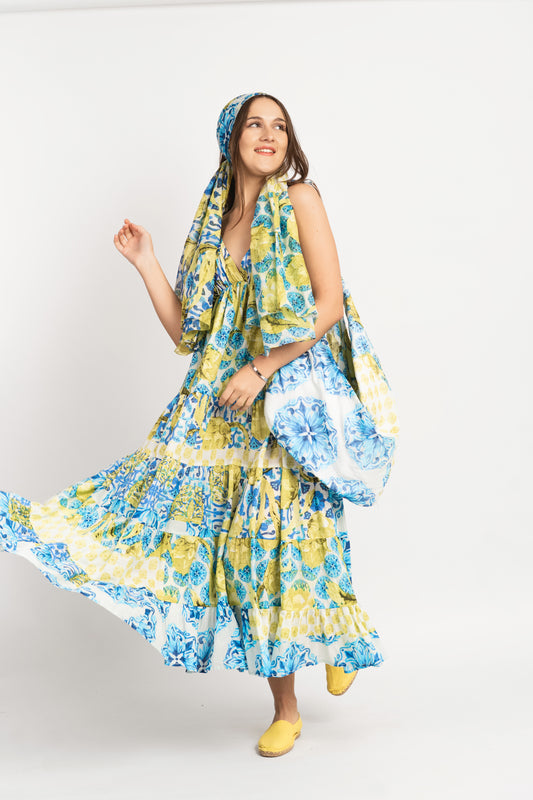 Caftan Dress - Agrigento - blue
