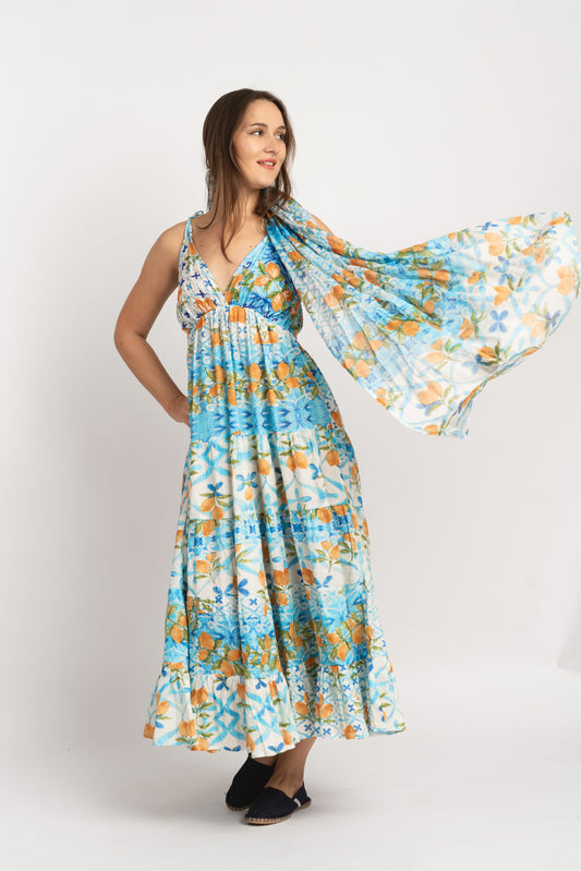 Caftan Dress - Agrigento - blue