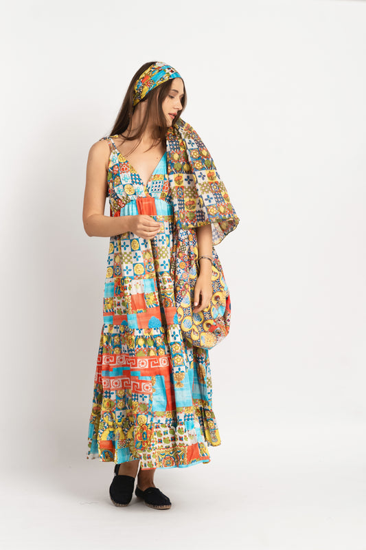 Caftan Dress - Agrigento - blue