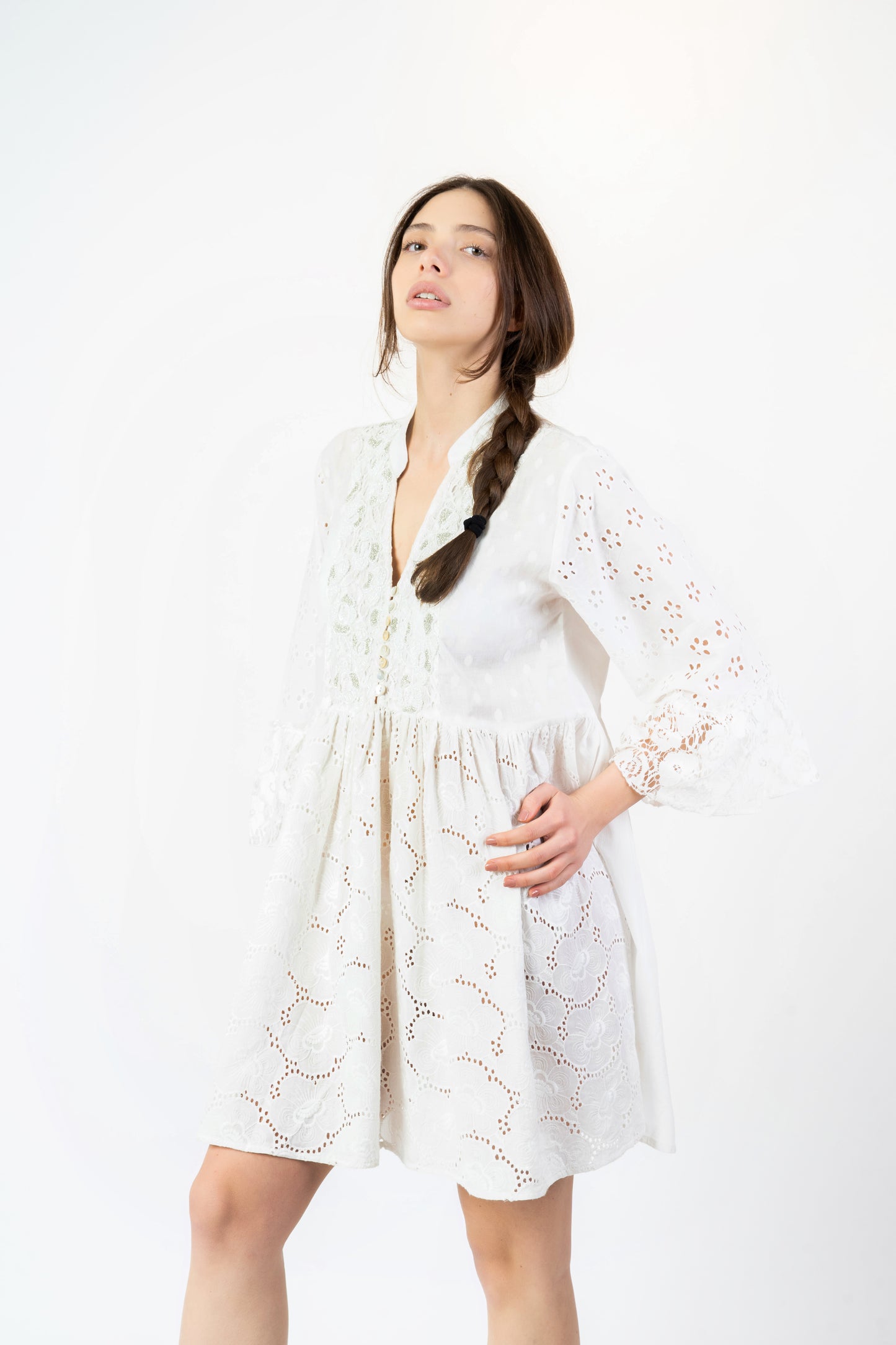Nuria - Abito fantasia bianco