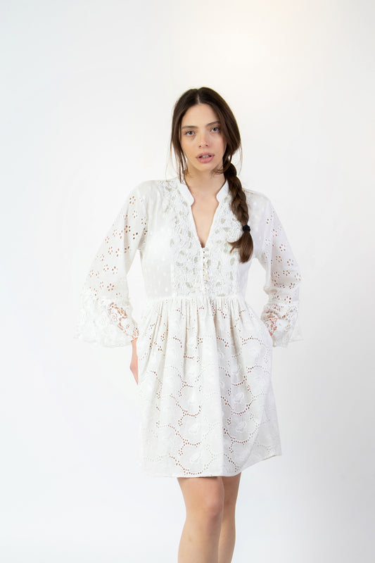 Nuria - Abito fantasia bianco