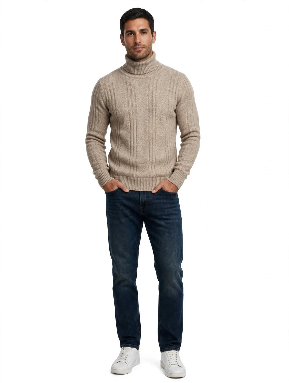 RUFFANO- MAGLIONE COLLO ALTO FANTASIA BEIGE