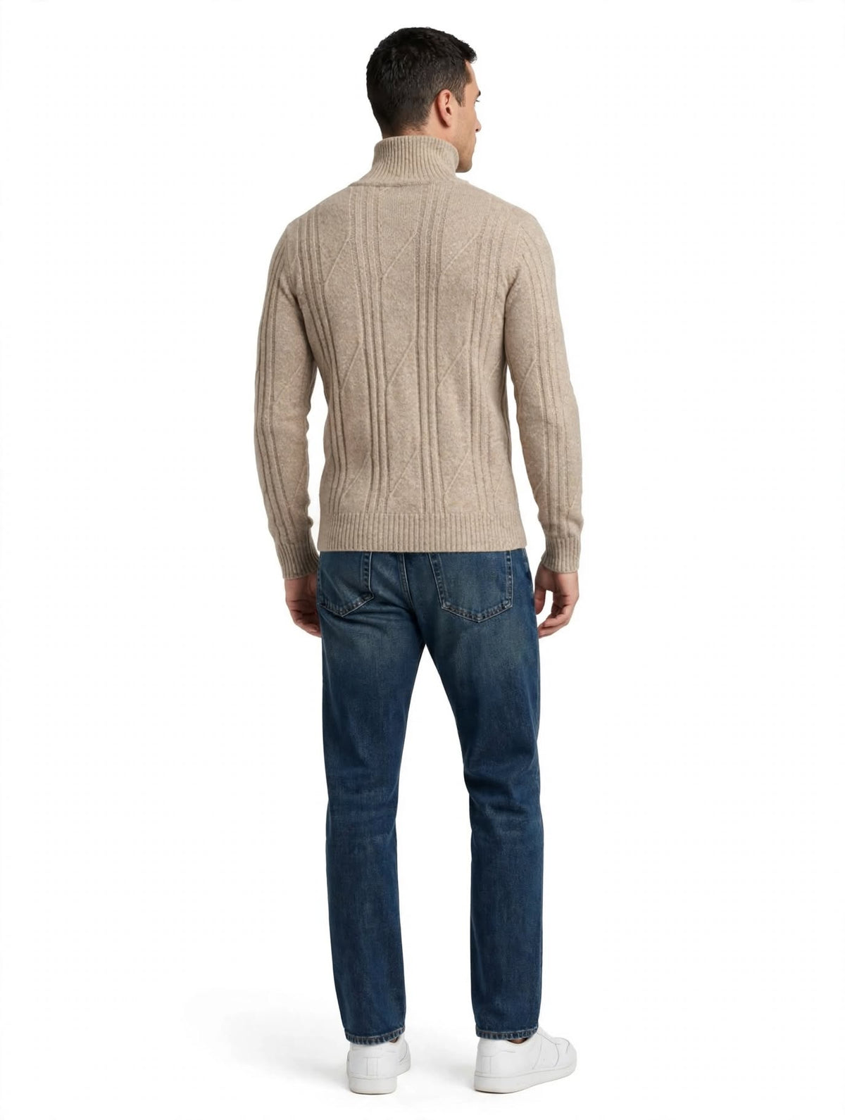 RUFFANO- MAGLIONE COLLO ALTO FANTASIA BEIGE