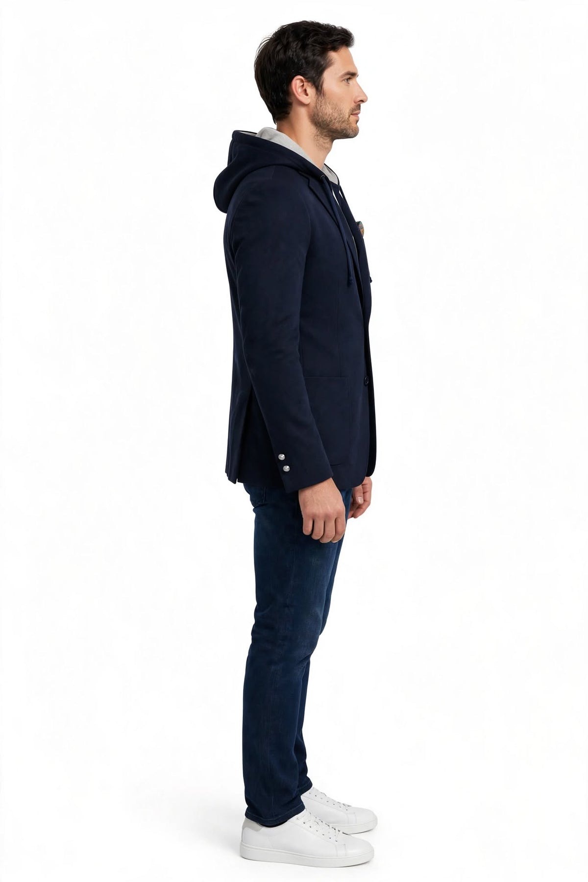 USIGNOLO - GIACCA CON CAPPUCCIO BLU