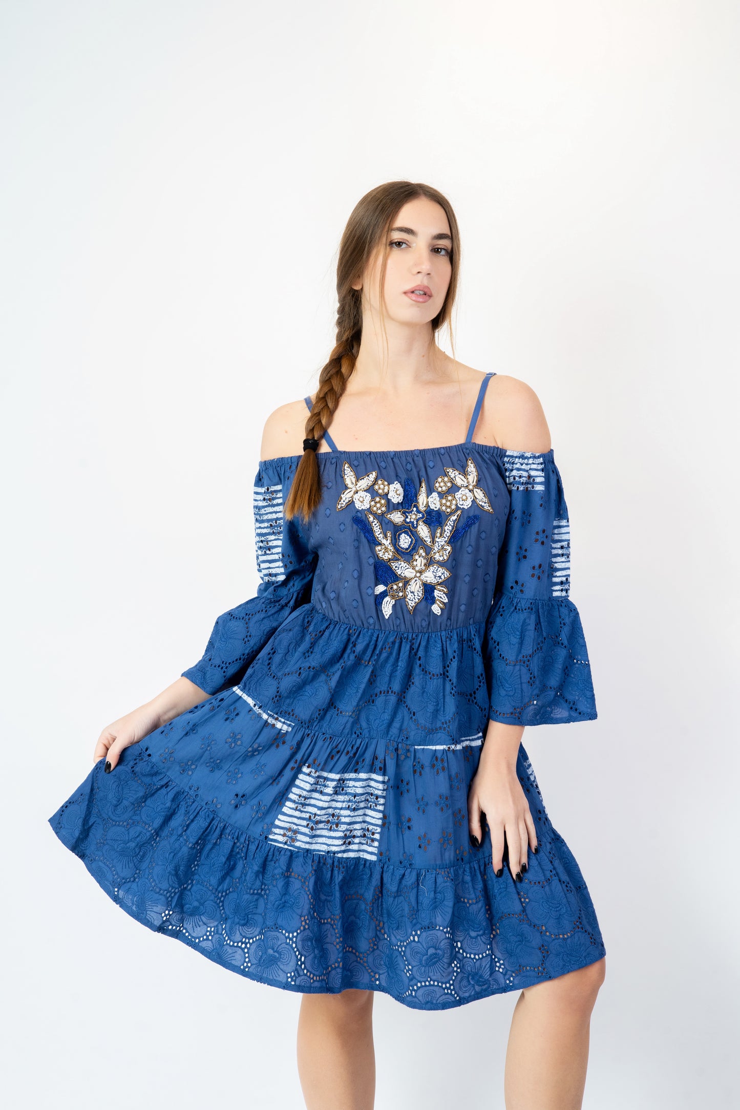 Ximena - Abito fantasia blu