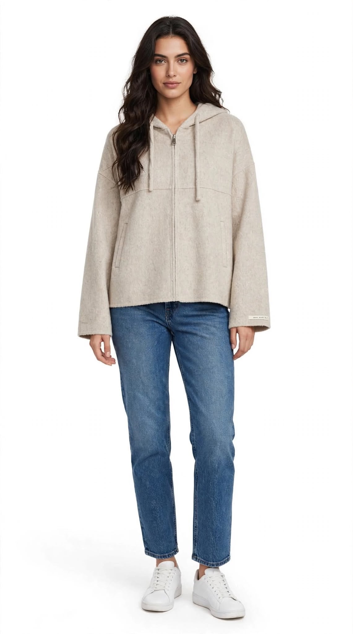SIREN - CAPPOTTO CORTO BOXY CON CAPPUCCIO SABBIA